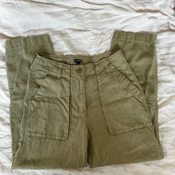 J. Crew Cargo Linen blend pant size 2 color: linden green - Picture 2 of 4